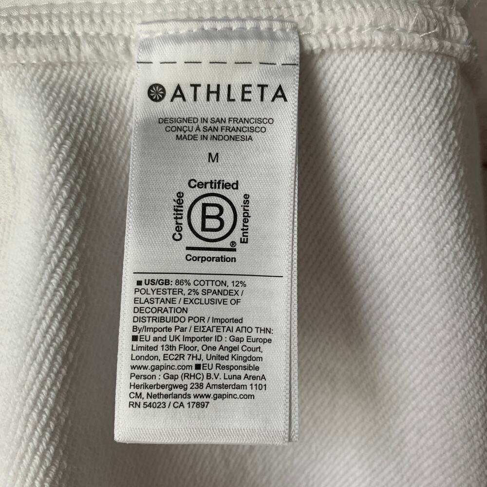 Athleta Terry Heavyweight Bermuda Shorts Bright White Drawstring Waist Size M - Picture 12 of 16